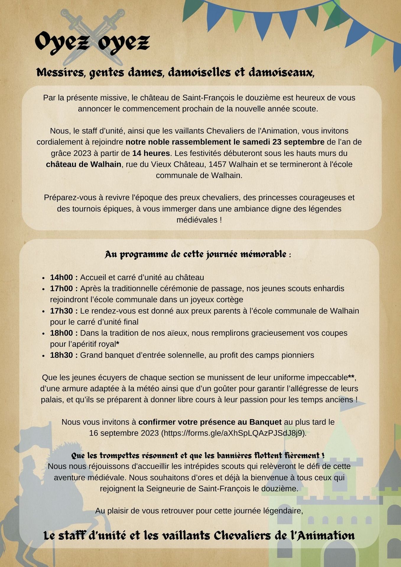Oyez Oyez braves gens, par la présente missive, le staff d'unité et les vaillantes chevalier de l'anim...